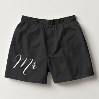 Simple Mr Script Stylish Modern Groom Wedding Gift Boxers