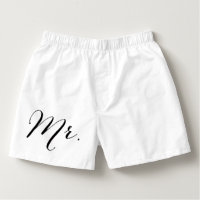 Simple Mr Script Stylish Modern Groom Wedding Gift Boxers