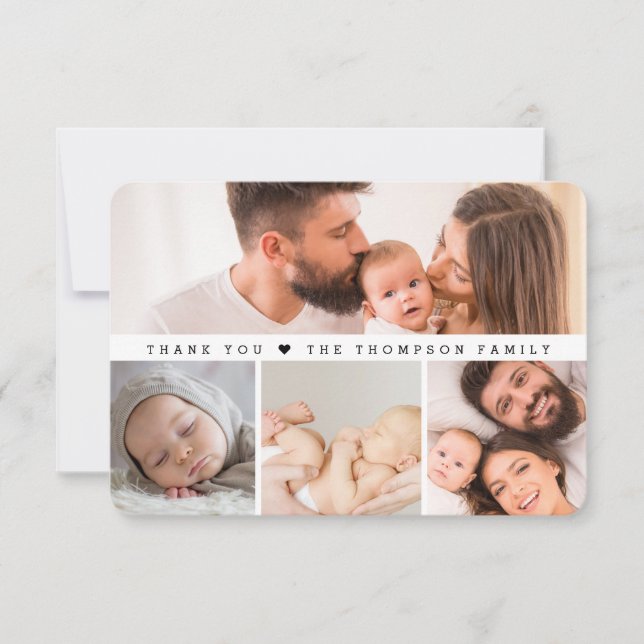 Simple Multi Photos Baby Shower small note Thank You Card (Front)
