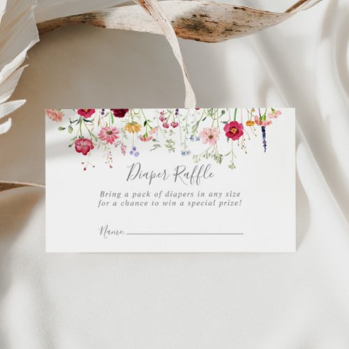 Simple Multicolor Wildflower Diaper Raffle Ticket Enclosure Card