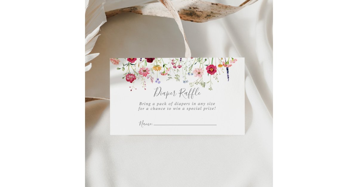 Multicolor Raffle Tickets Simple Multicolor Wildflower Diaper Raffle Ticket Enclosure Card | Zazzle