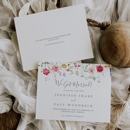 Simple Multicolor Wildflower Elopement Announcement