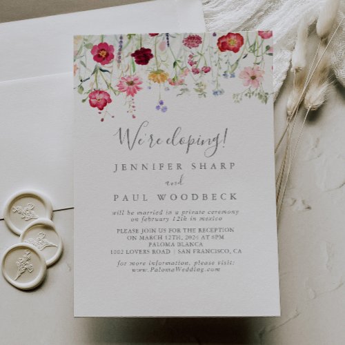 Simple Multicolor Wildflower Elopement Reception Invitation