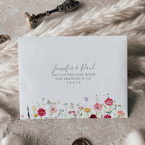 Simple Multicolor Wildflower Self_Addressed RSVP  Envelope