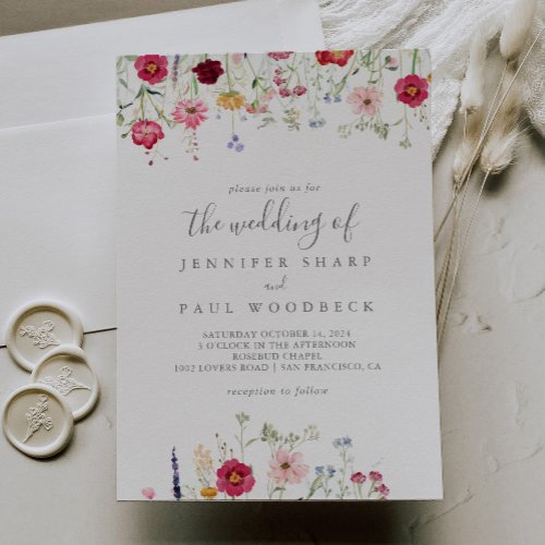 Simple Multicolor Wildflower The Wedding Of Invitation