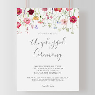 Simple Multicolor Wildflower Unplugged Ceremony Poster