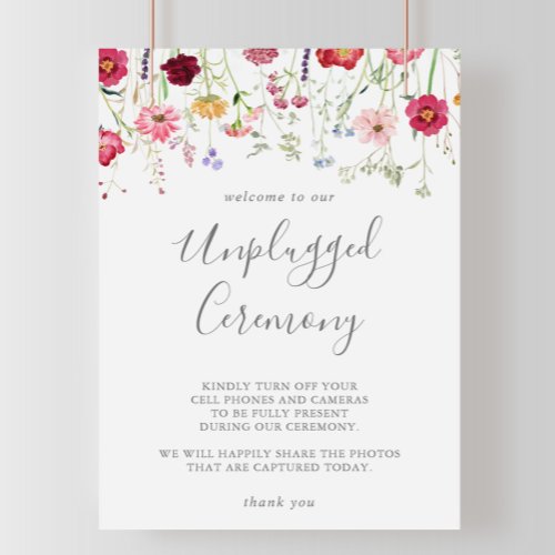 Simple Multicolor Wildflower Unplugged Ceremony  Poster