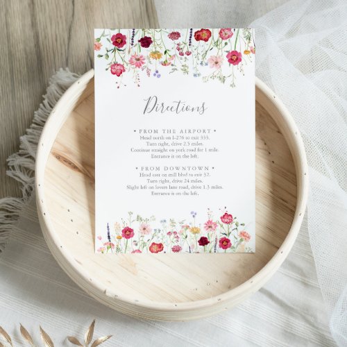 Simple Multicolor Wildflower Wedding Directions Enclosure Card