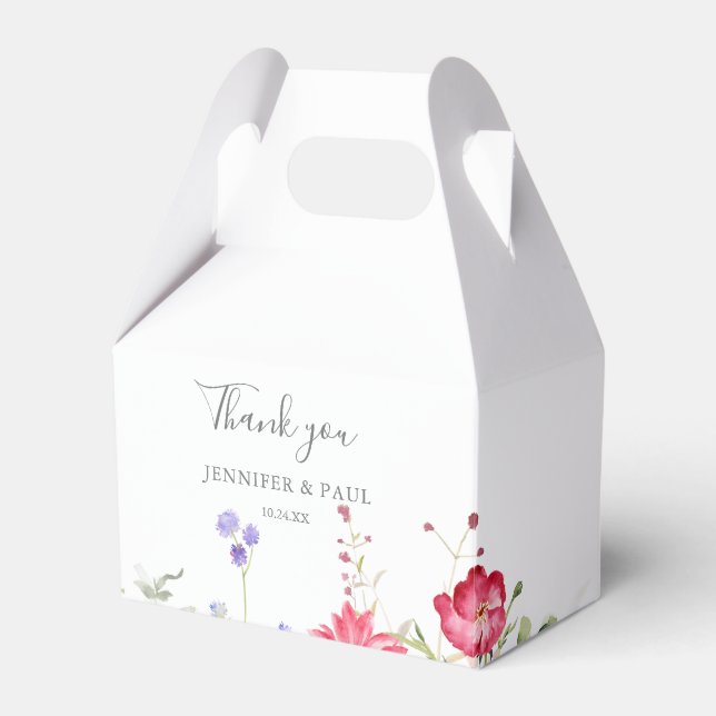Simple Multicolor Wildflower Wedding Favor Boxes (Front Side)