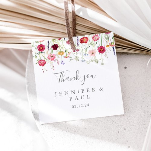 Simple Multicolor Wildflower Wedding Favor Tags