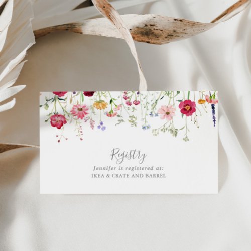 Simple Multicolor Wildflower Wedding Gift Registry Enclosure Card