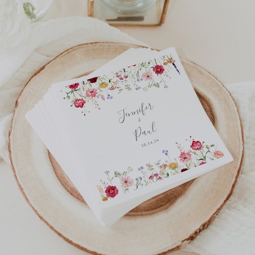 Simple Multicolor Wildflower Wedding Napkin