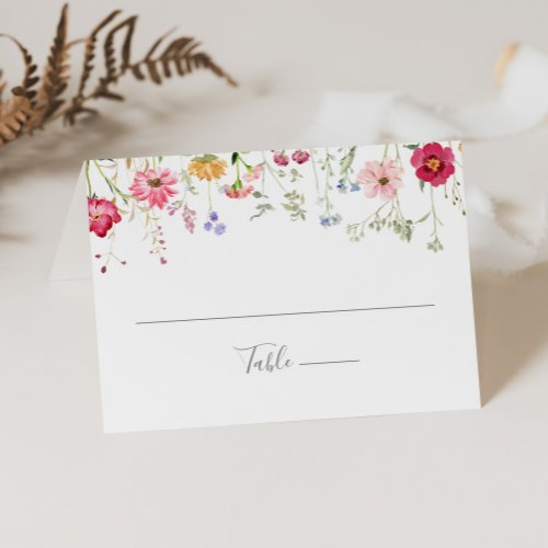 Simple Multicolor Wildflower Wedding Place Card