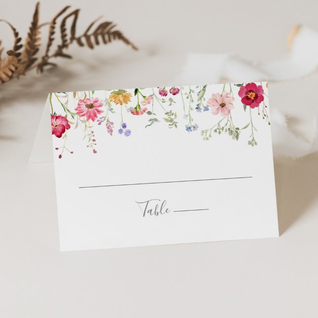 Simple Multicolor Wildflower Wedding Place Card (Creator Uploaded)