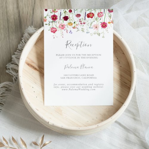  Simple Multicolor Wildflower Wedding Reception Enclosure Card