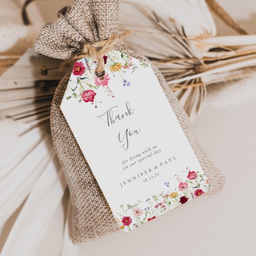 Simple Multicolor Wildflower Wedding Thank You Gift Tags