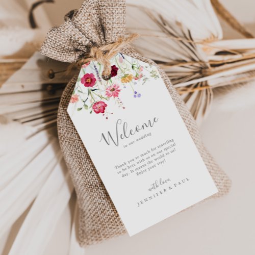 Simple Multicolor Wildflower Wedding Welcome Gift Tags