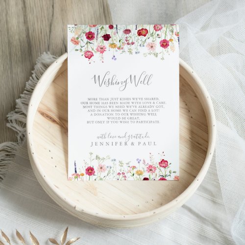 Simple Multicolor Wildflower Wedding Wishing Well Enclosure Card