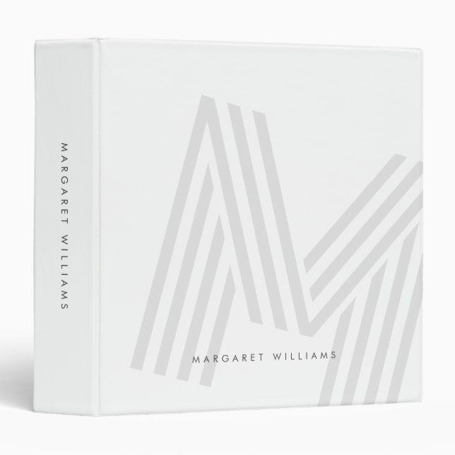 Simple Multiline Monogram Letter Personalized 3 Ring Binder (Front/Spine)