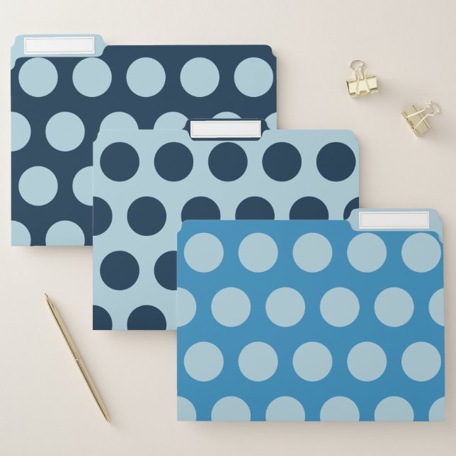 Simple Multiple Shades of Blue Dots Pattern File Folder (Set)