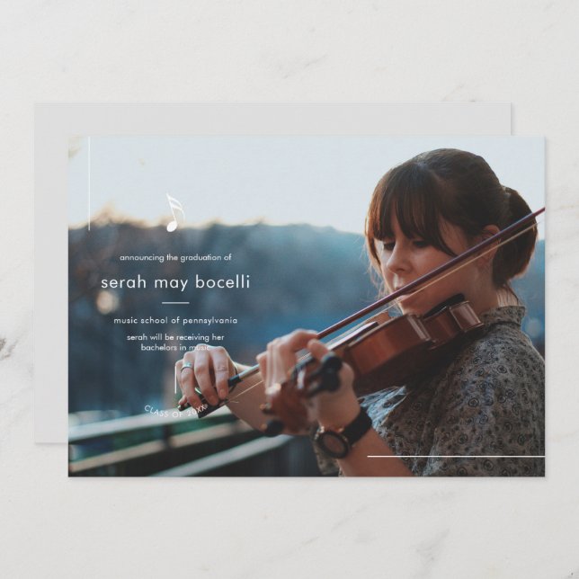 Simple Music Major Graduation Invitation (Front/Back)