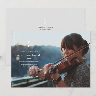 Simple Music Major Graduation Invitation