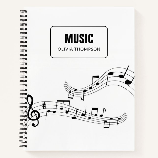 Simple Music Notes Treble School  Notebook (Front)