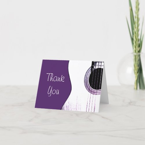 Simple Musical Abstract Guitar Purple Thank You Card