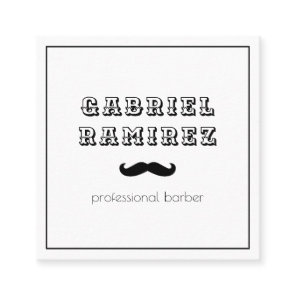 Simple Mustache Barber Modern Square Business Card