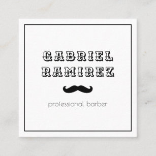 Simple Mustache Barber Modern Square Business Card