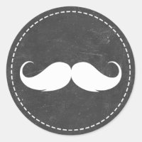 Simple Mustache Chalkboard Baby Shower Favors Classic Round Sticker