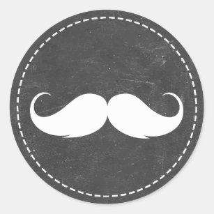 Simple Mustache Chalkboard Baby Shower Favors Classic Round Sticker
