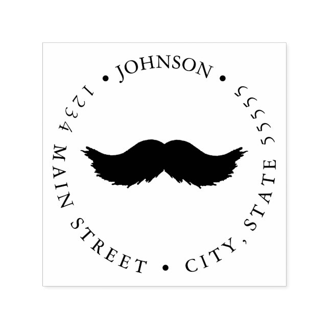 Simple Mustache Return Label Self-inking Stamp (Design)