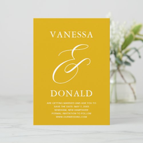 Simple Mustard Ampersand Minimal Modern Wedding Save The Date