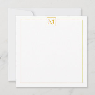 Simple Mustard Initial Monogram Square border Note Card