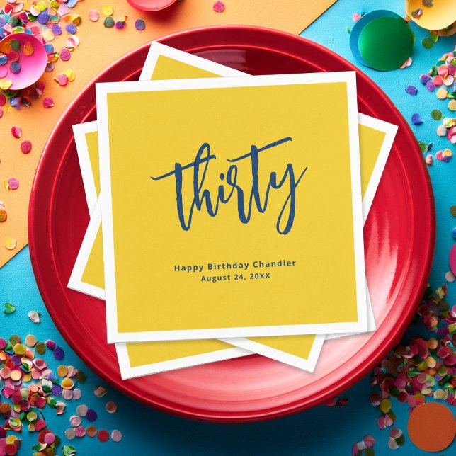 Simple Mustard Yellow 30th Birthday Party Napkins (Creator Uploaded)
