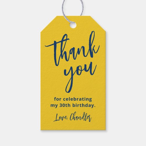 Simple Mustard Yellow Birthday Thank You Gift Tags