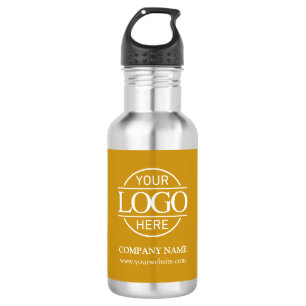 Simple Mustard Yellow Company Business Logo Stainless Steel Water Bottle