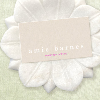 Simple Muted Pink Textured Leather Look Feminine Business Card by sm_business_cards at Zazzle