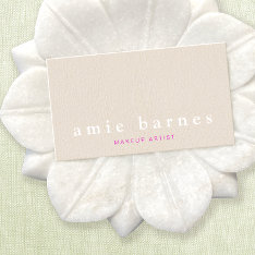 Simple Muted Pink Textured Leather Look Feminine Business Card at Zazzle