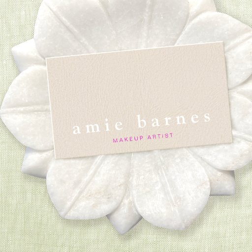 Customizable Simple Muted Pink Textured Leather Look Feminine Business Card Template