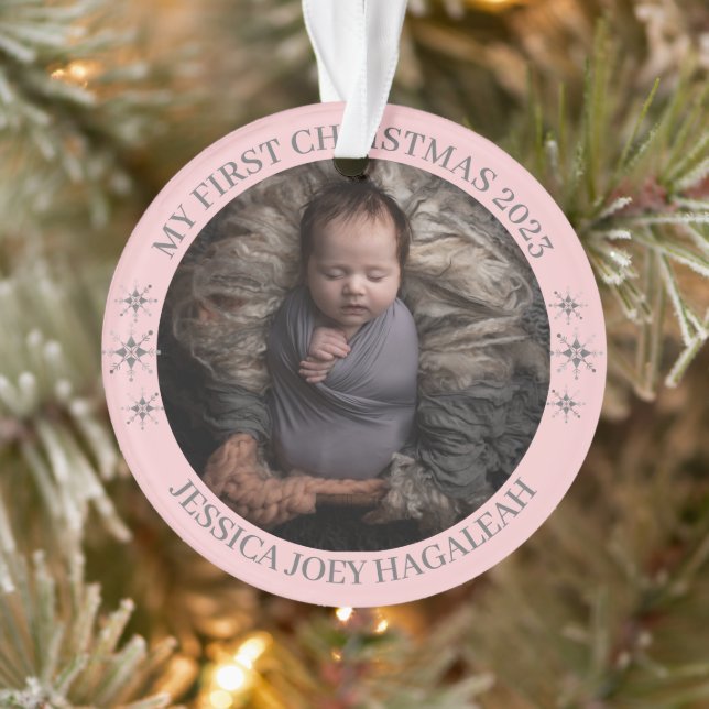 Simple My First Christmas Personalized Baby Photo Ornament (Tree)