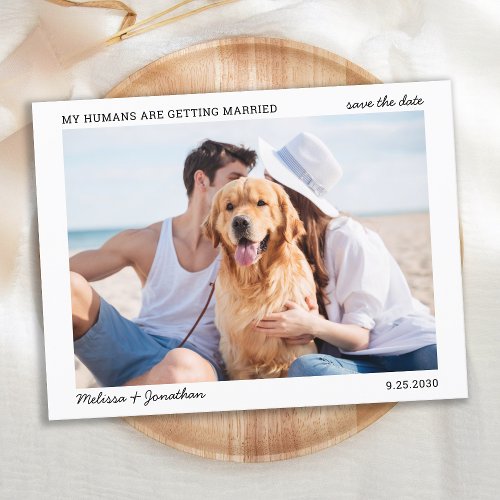 Simple My Humans Getting Married Pet Wedding Photo Announcement Postcard