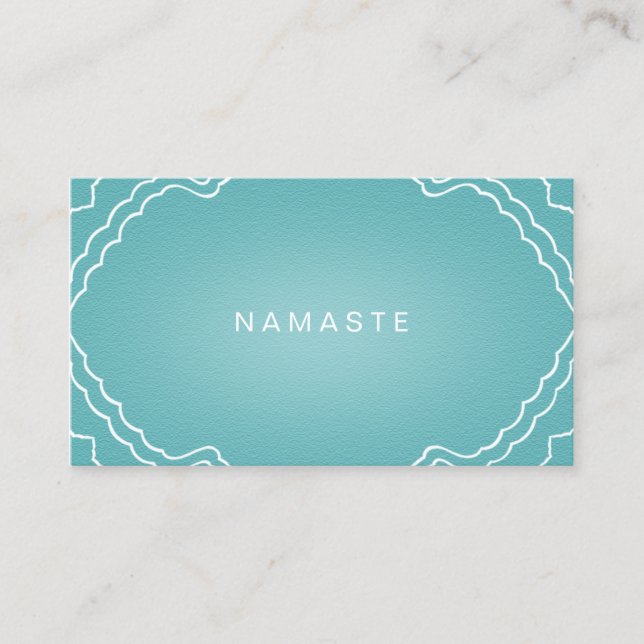 Simple Namaste Yoga Teacher Aqua Teal Business Card (Front)