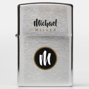 simple name and initial monogram zippo lighter
