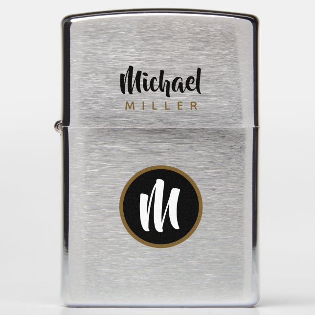simple name and initial monogram zippo lighter (Front)