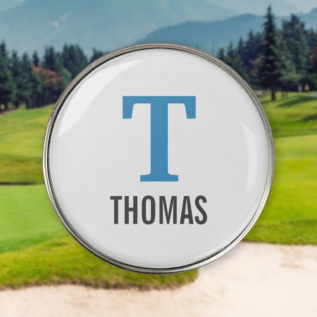 Simple Name and Monogram Initial Personalized Golf Ball Marker (Creator Uploaded)