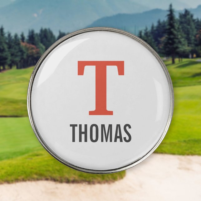 Simple Name and Monogram Initial Personalized Golf Ball Marker (Creator Uploaded)