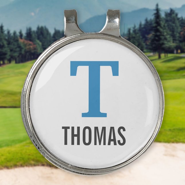 Simple Name and Monogram Initial Personalized Golf Hat Clip (Creator Uploaded)