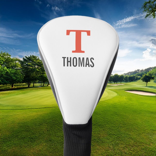 Simple Name and Monogram Initial Personalized Golf Head Cover (Creator Uploaded)